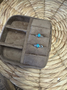 Turquoise Oval Ring With Floral Stamped Band