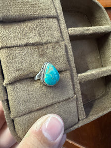 Turquoise Teardrop Ring-Size 6