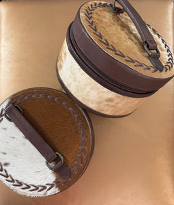 Round Hide Jewelry Boxes