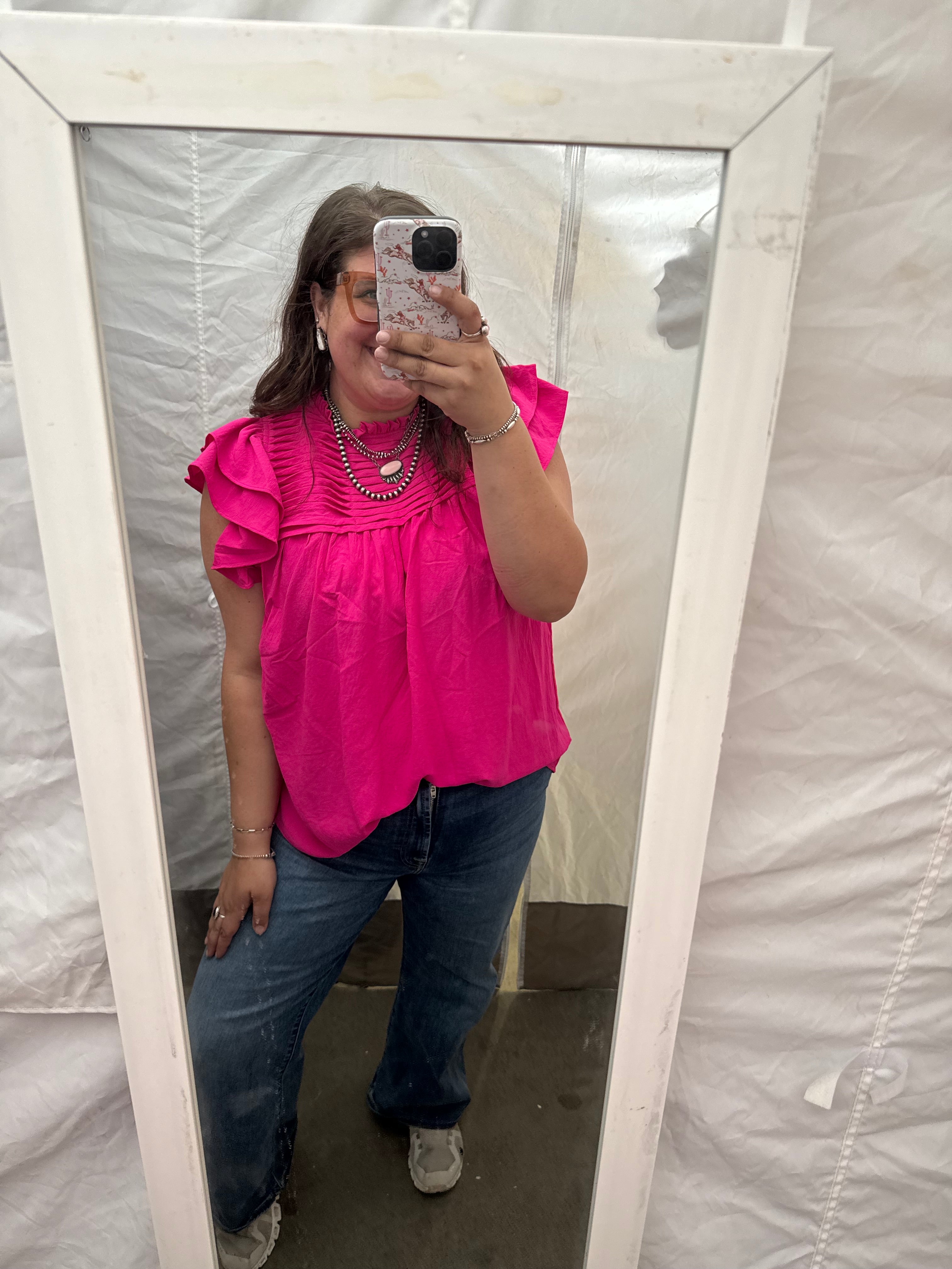 Pink Flutter Sleeve Top