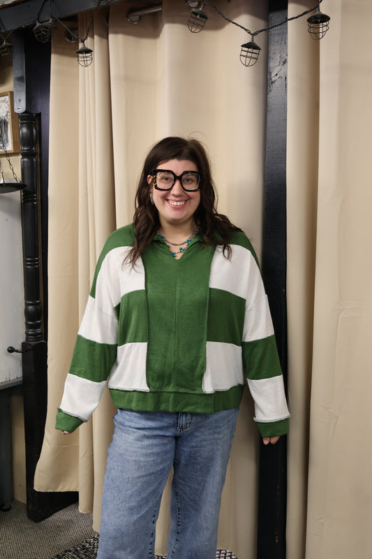 Green Colorblock Top