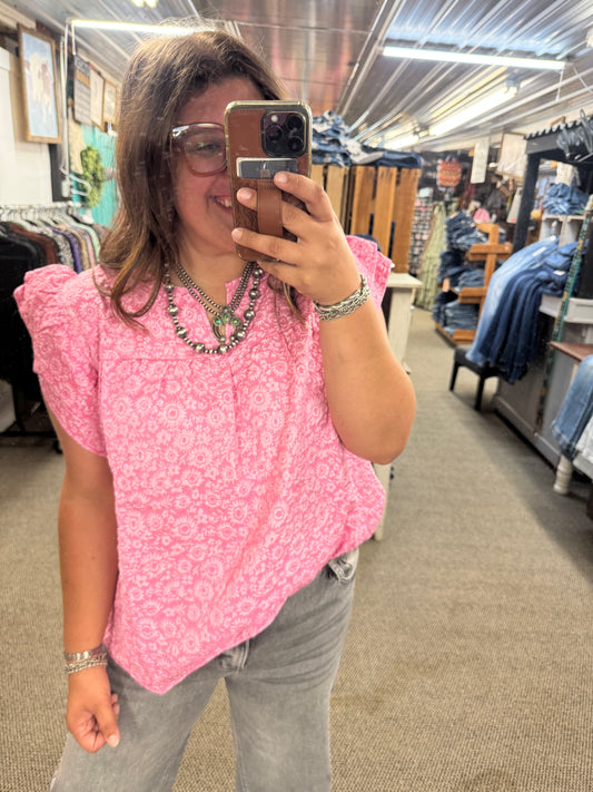 Pink Jacquard Top