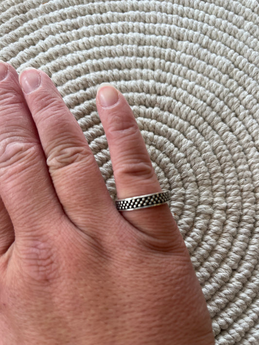 Sterling Silver Dotted Pattern Stacker Ring