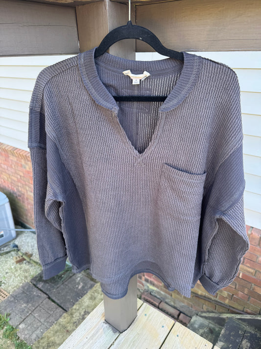 Charcoal Raw Edge Top