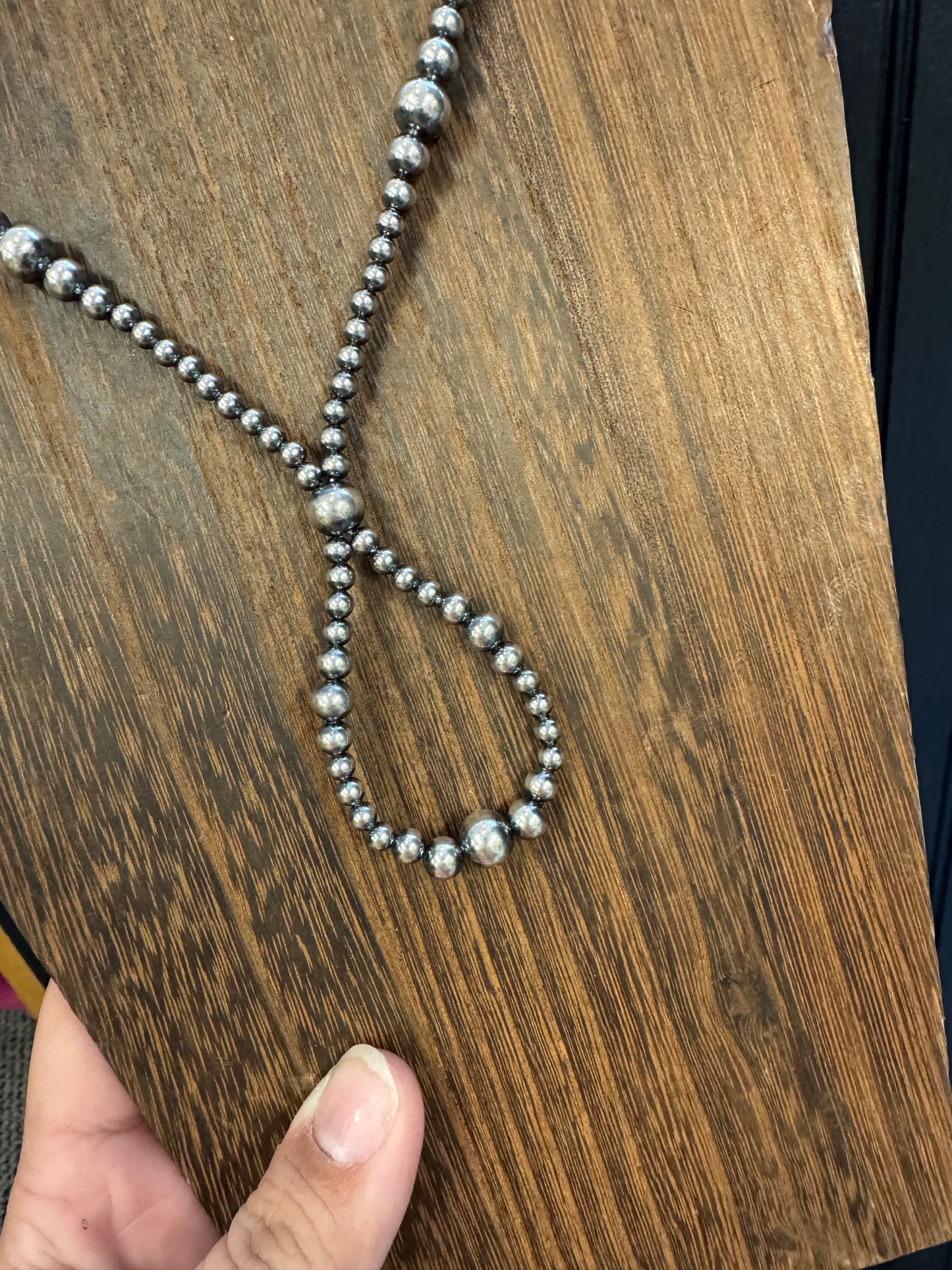 Graduated Pearl Hoop Necklace- 17 Inches