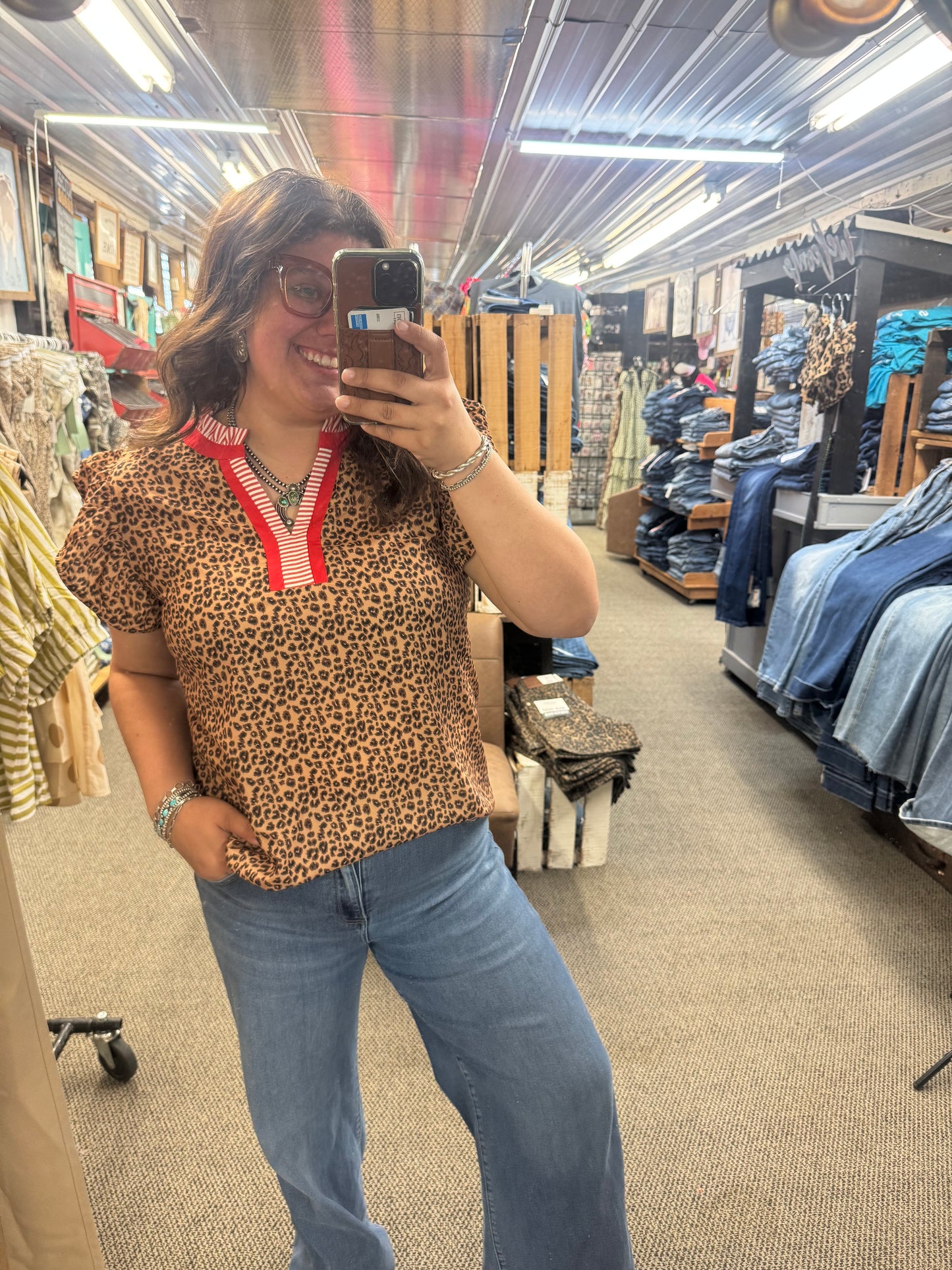 Leopard Cap Sleeve Top
