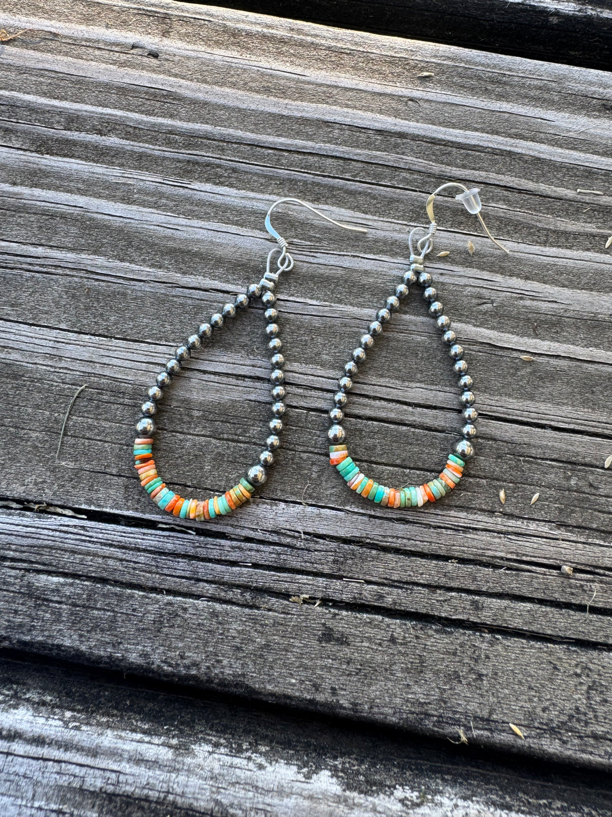 Mini Teardrop Hoops with Spiny Heishi