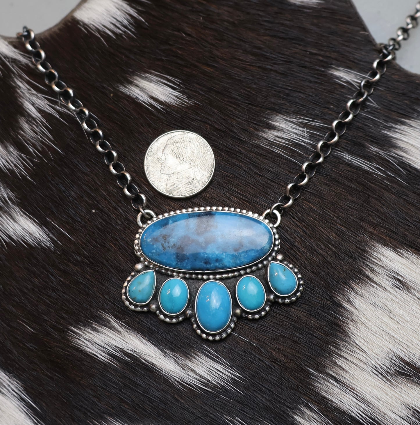 Large Turquoise Cluster Necklace
