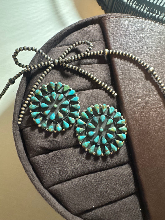 Turquoise Circle Cluster Earrings