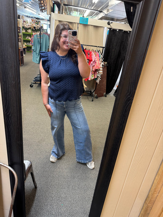 Navy Bow Top