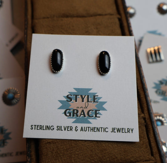 Mini Onyx Oval Studs