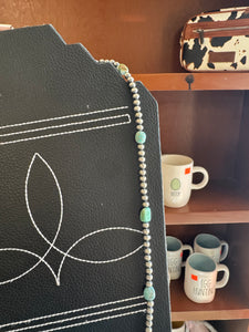 5mm Pearl with Turquoise Nuggets Necklace- 30 Inches