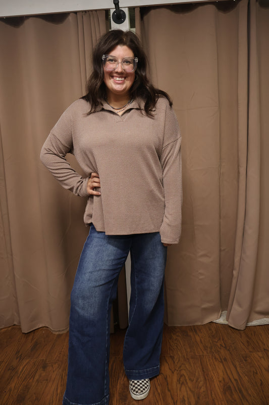 Carmel collared ribbed top