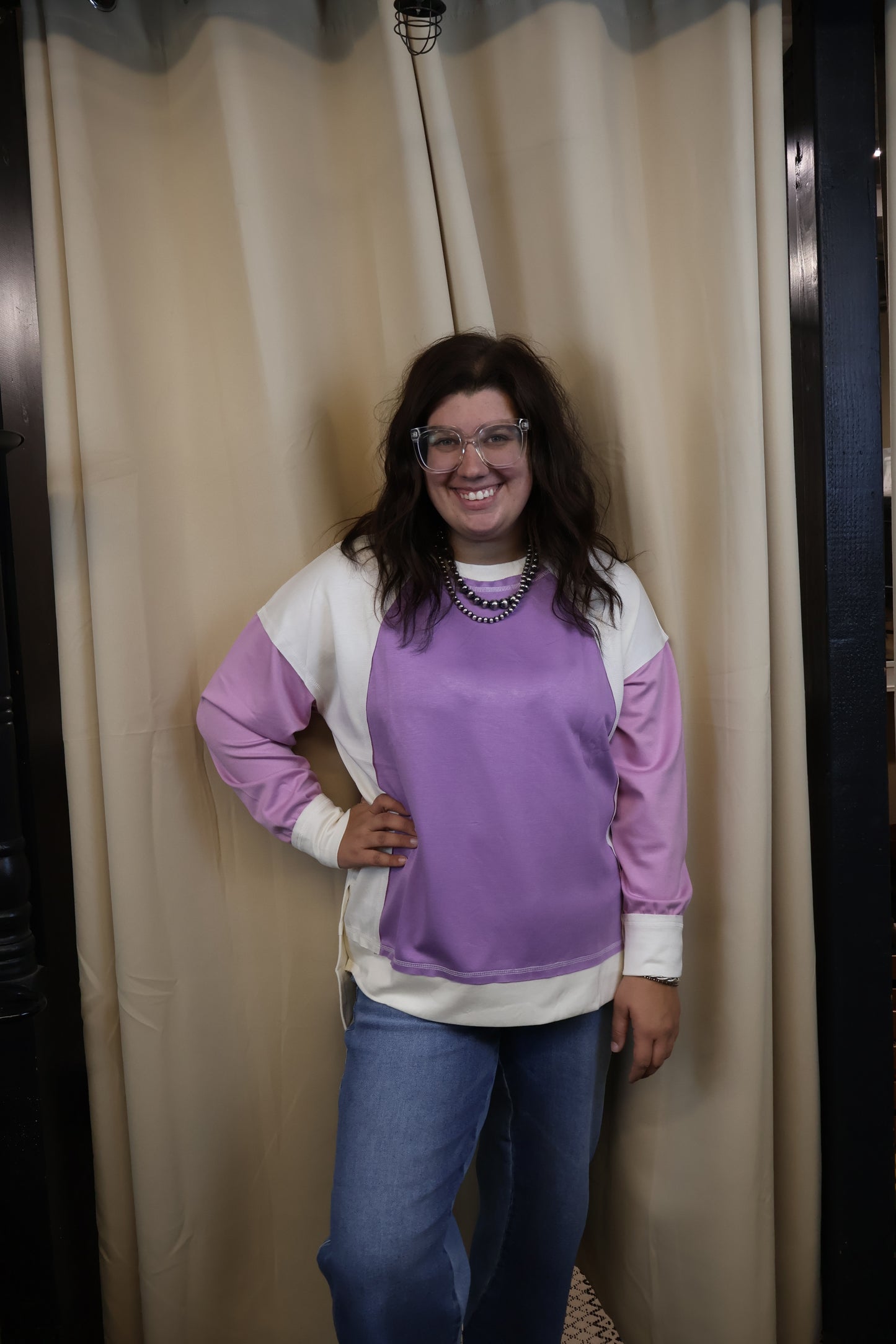 Lavender Color Block Top