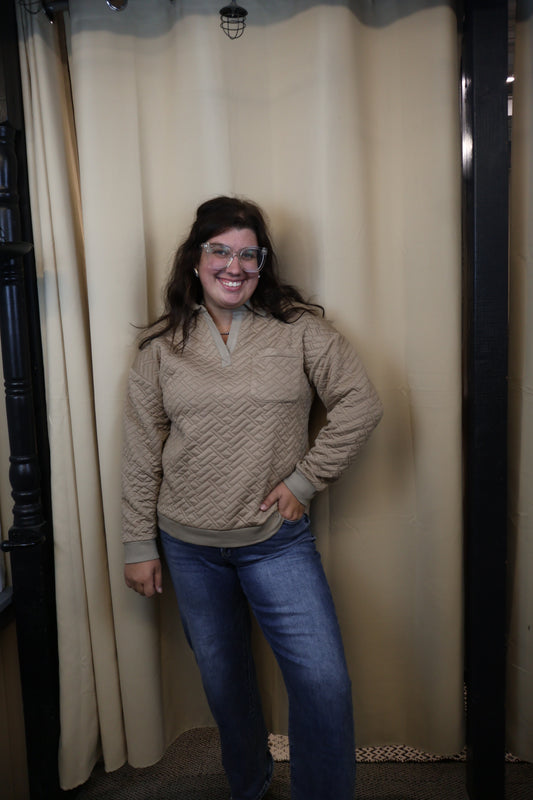 Quilted Tan Pullover