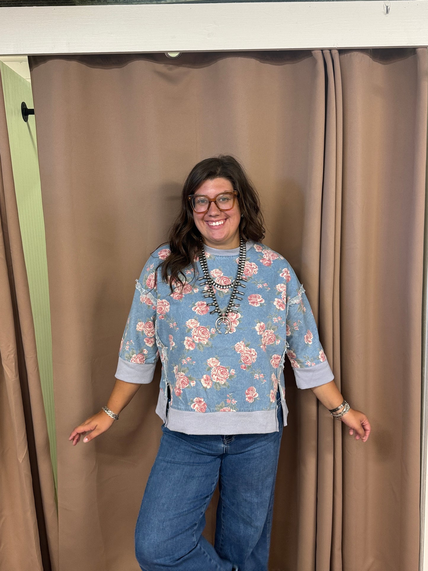 Blush Denim Top