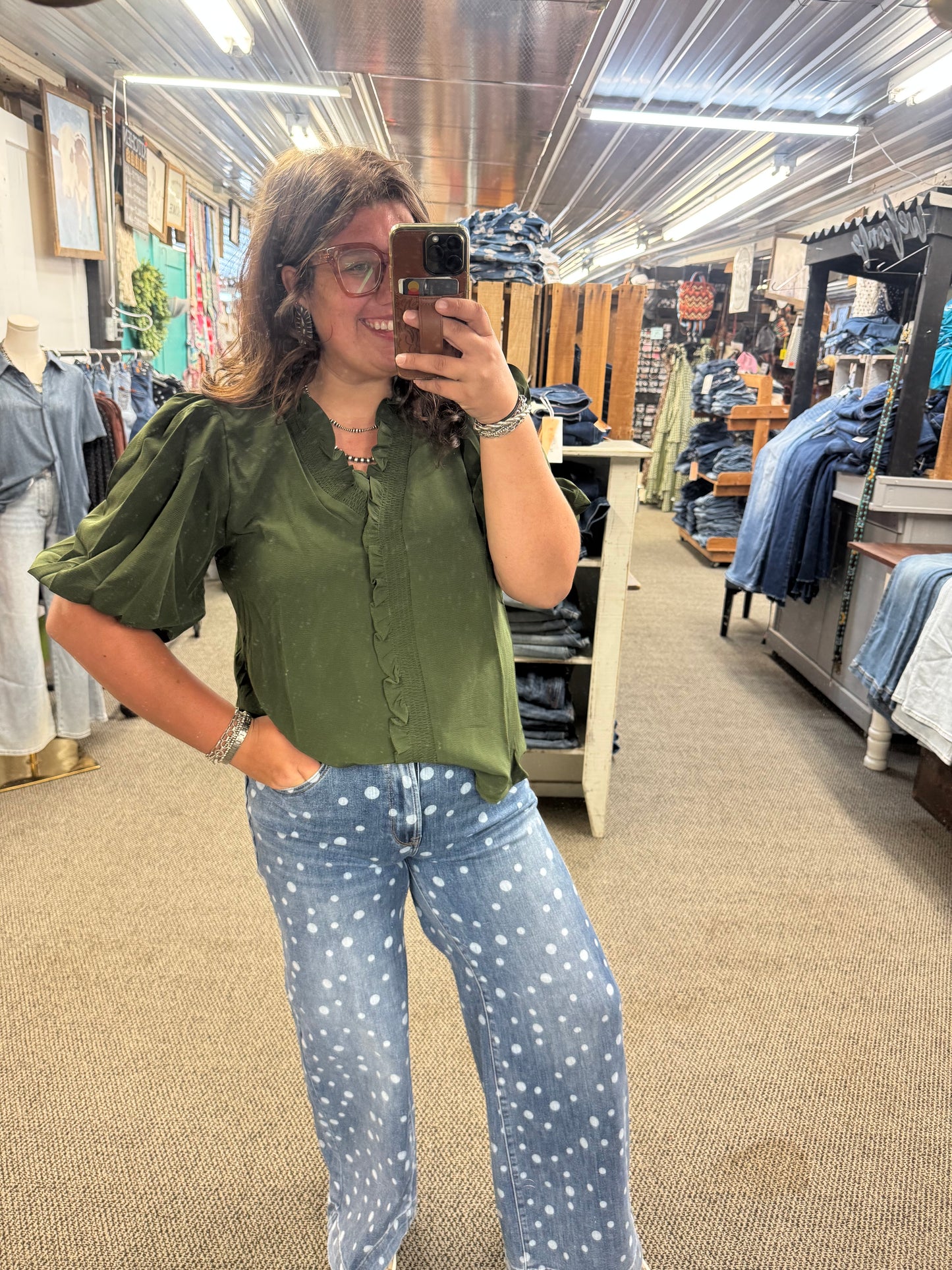 Olive Mini Ruffle Top