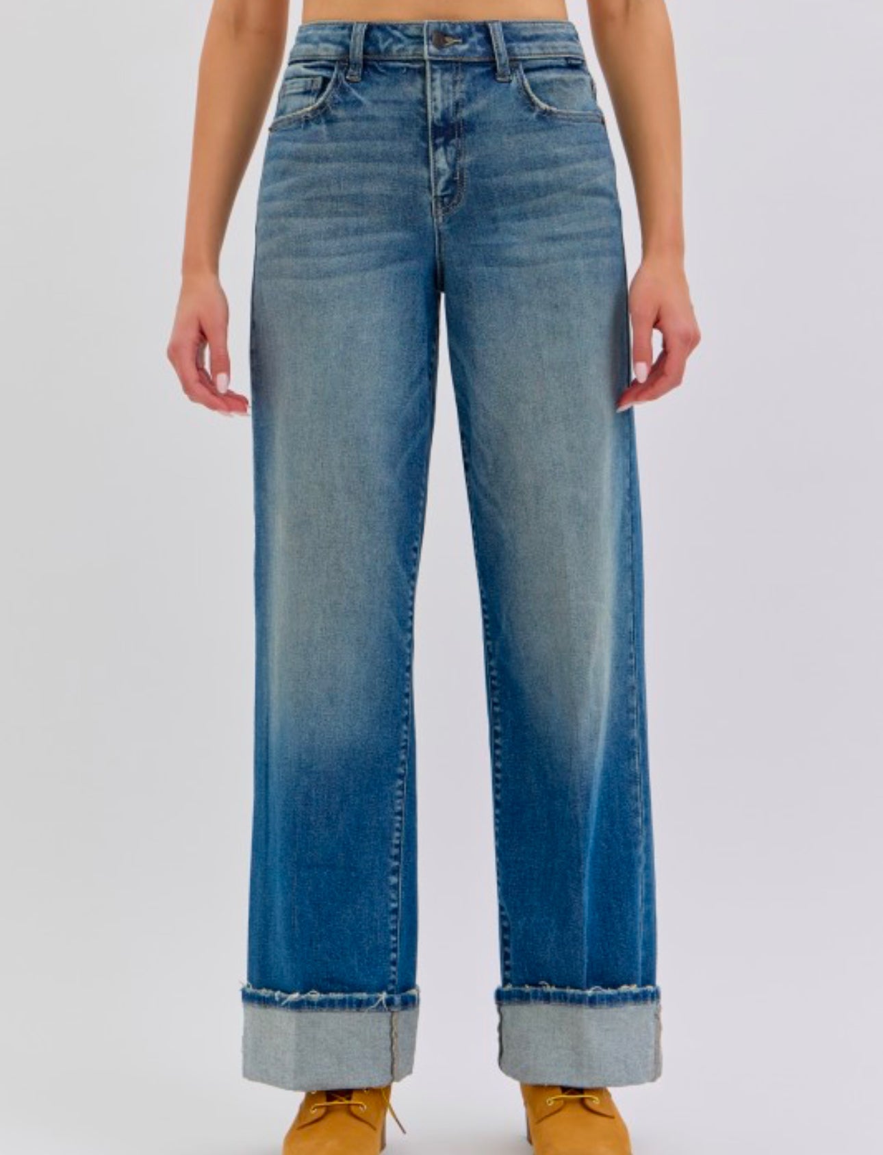 Medium Wash Cuff Jeans