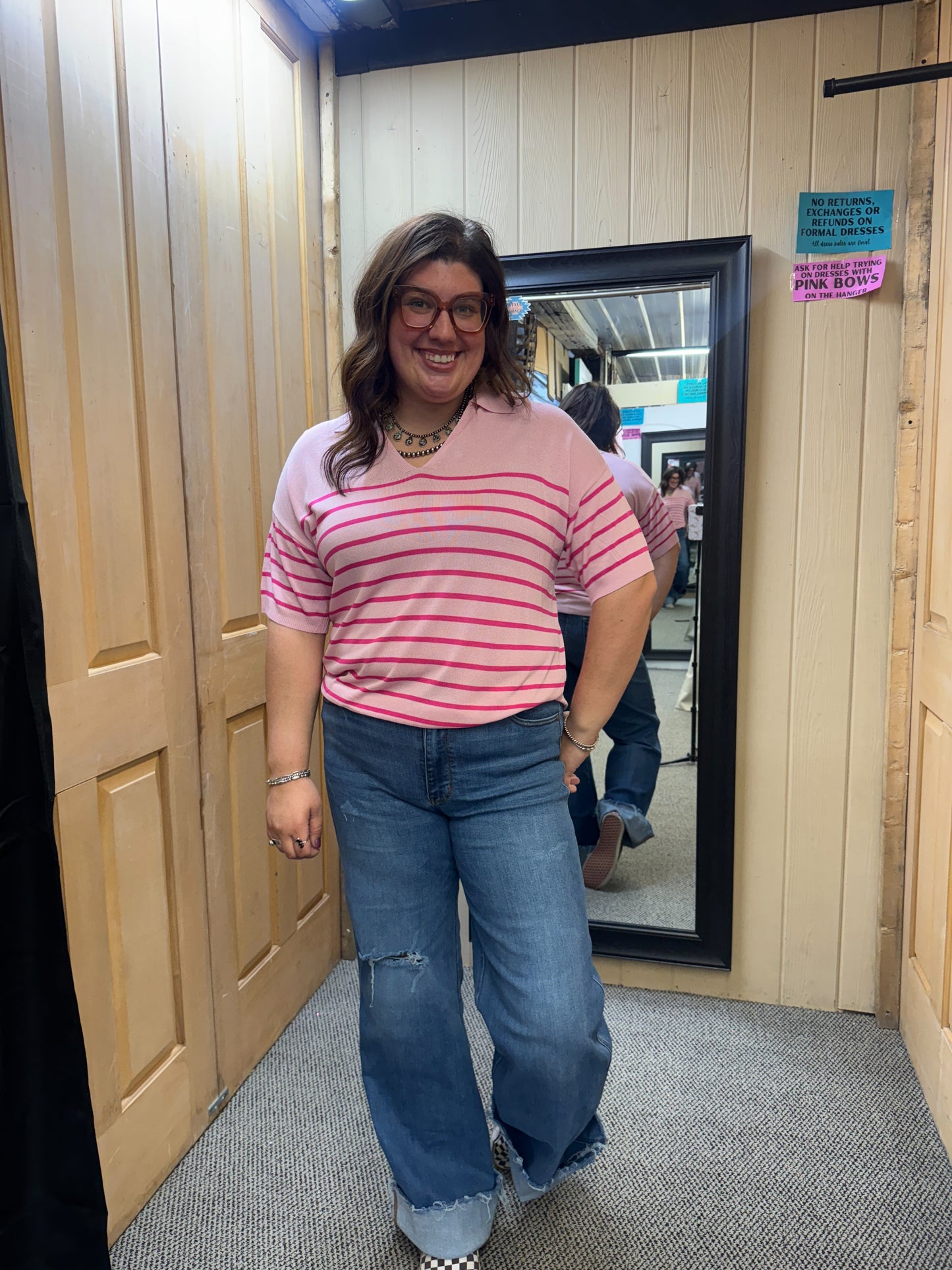 Pink Striped Sweater Vest