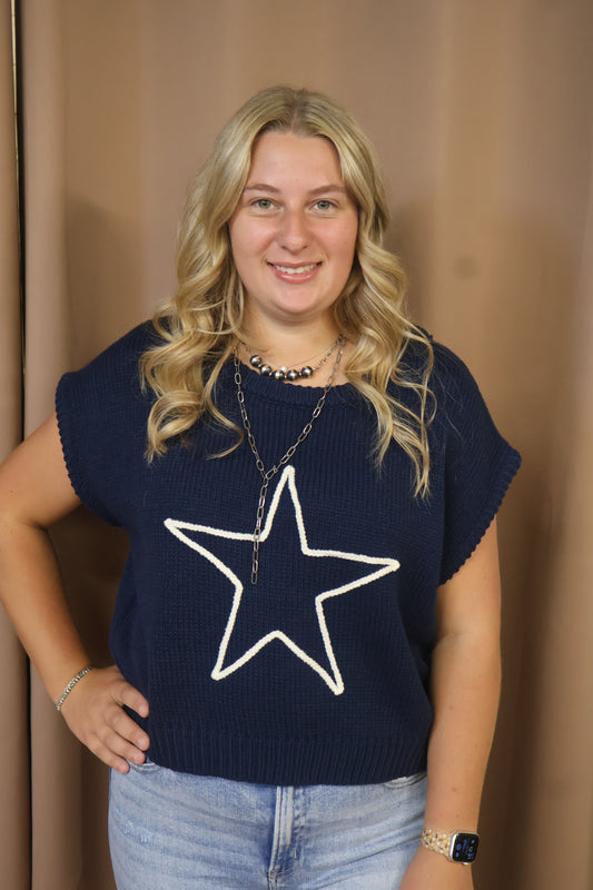 Navy Star Sweater