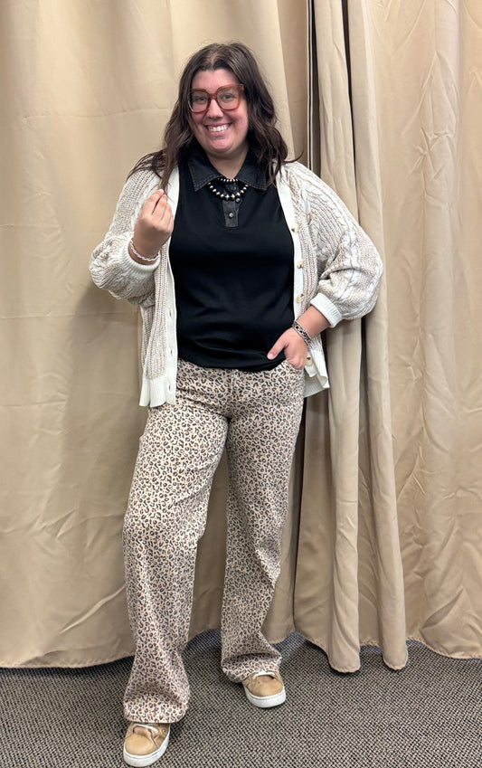 Midrise Leopard Print Pants