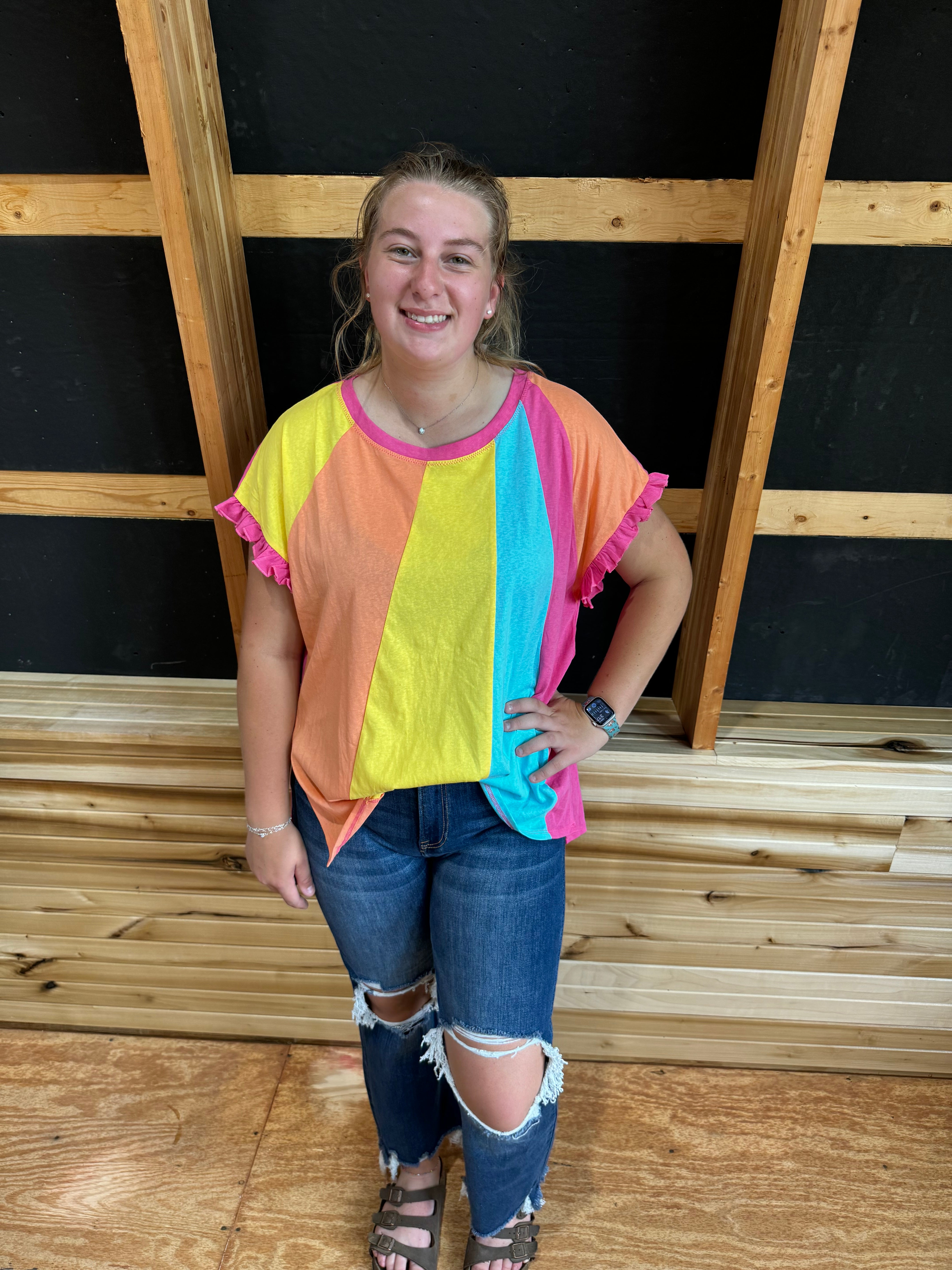 Pink Colorblock Top