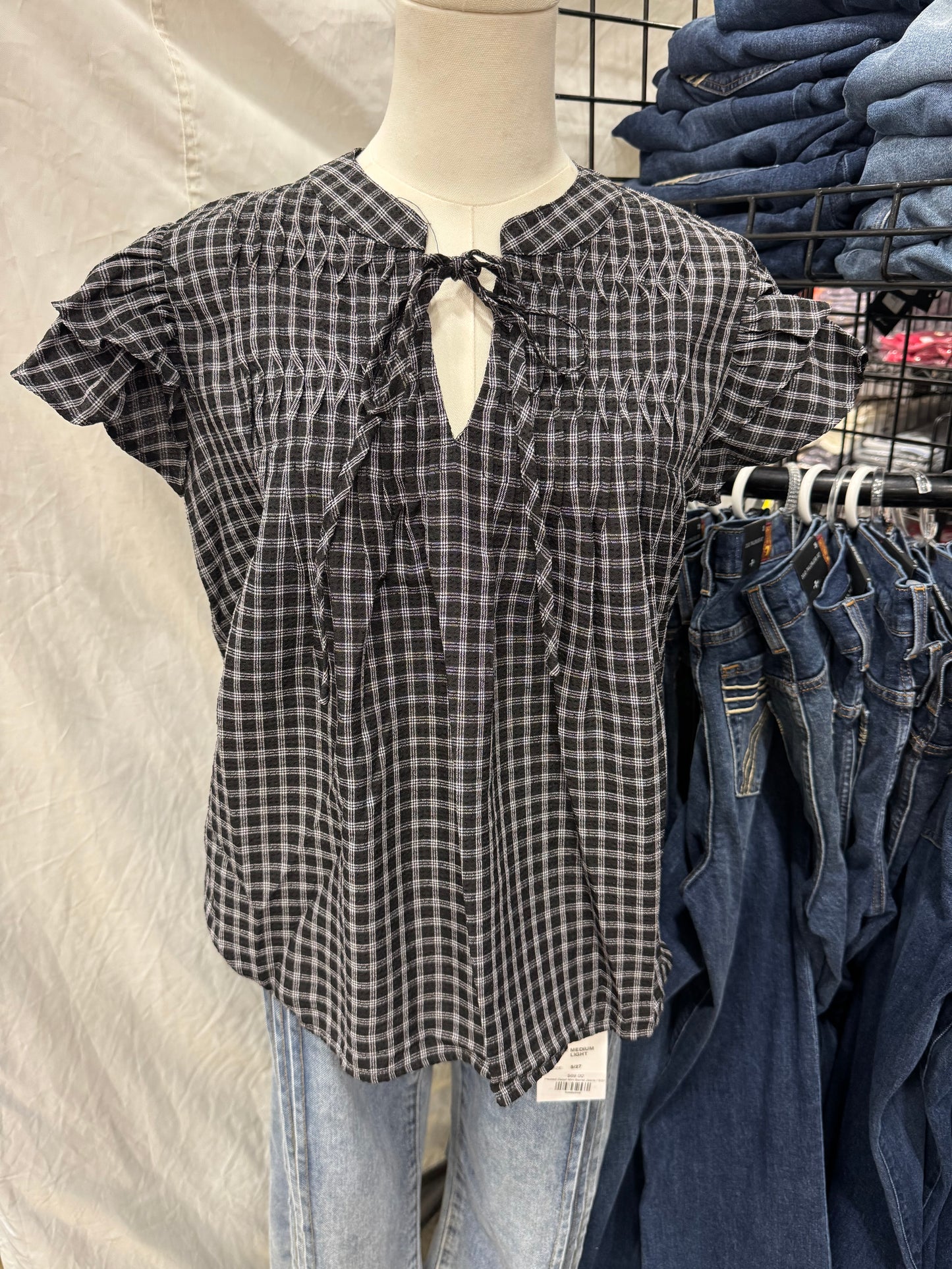 Black Gingham Top