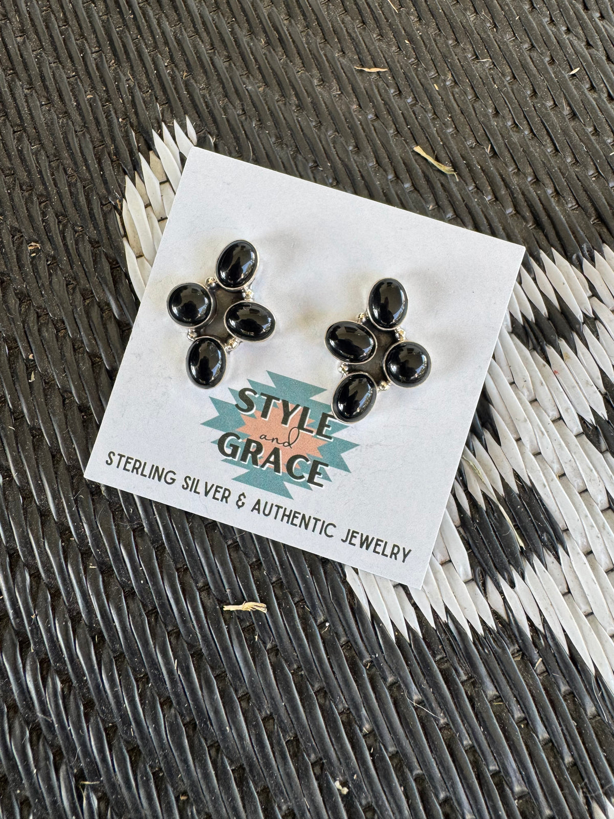 Onyx Four Stone Earrings