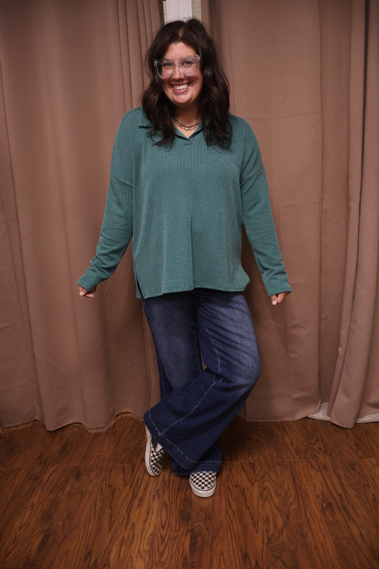 Hunter collared ribbed top