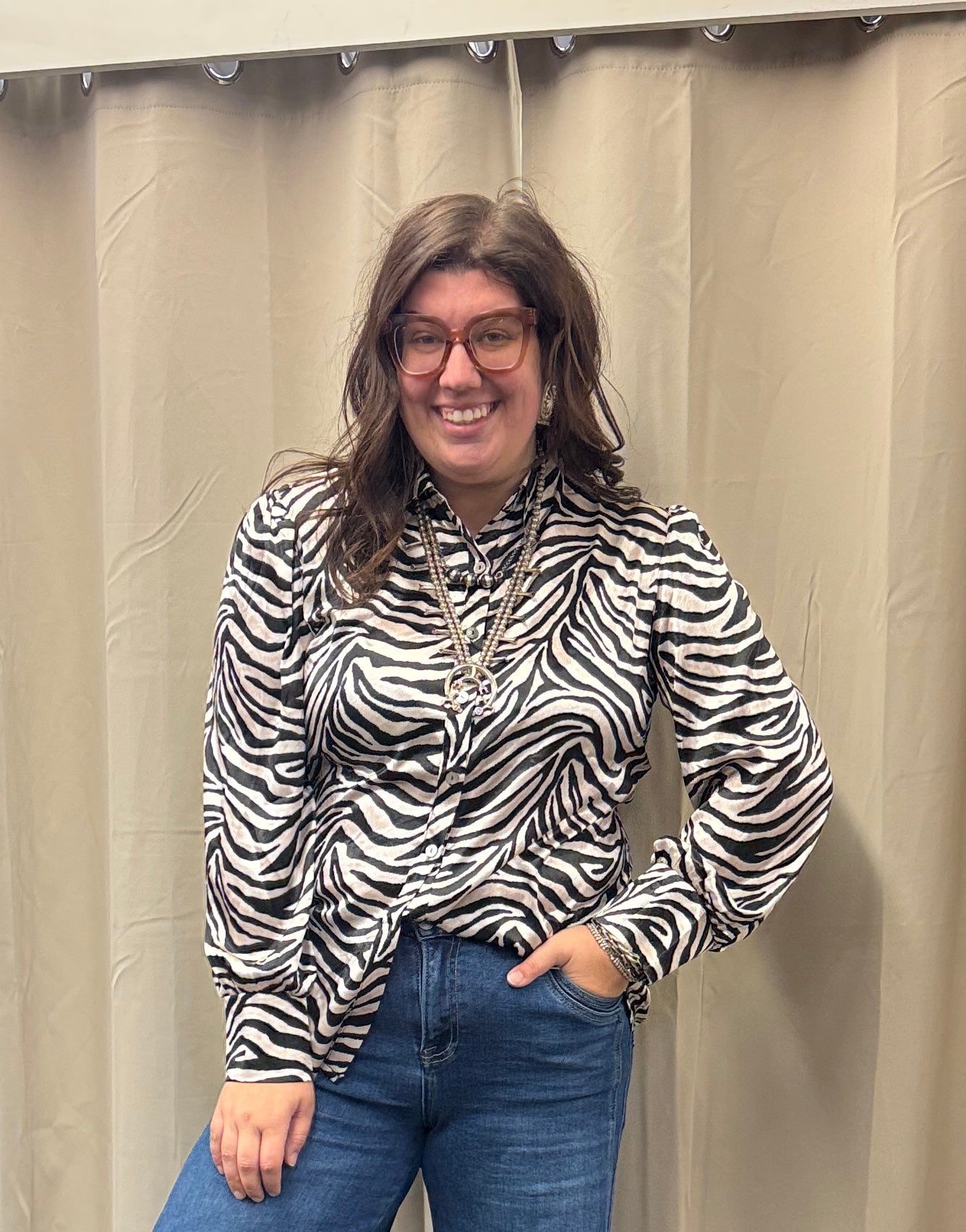 Zebra Print Button Up
