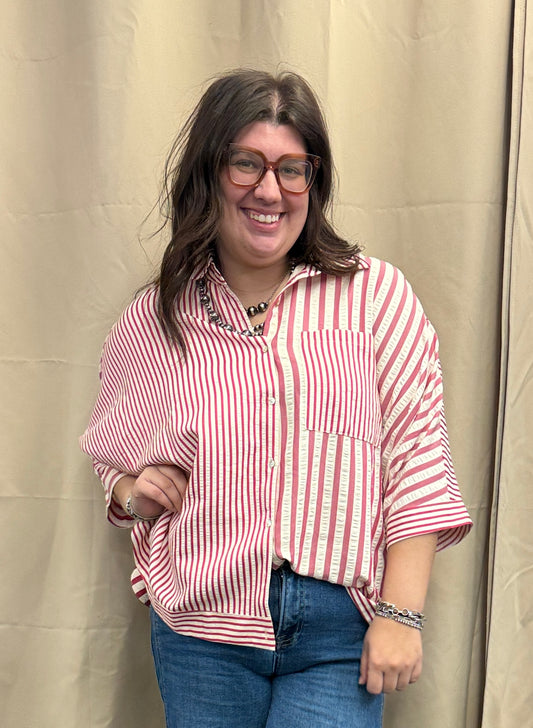 Raspberry striped top