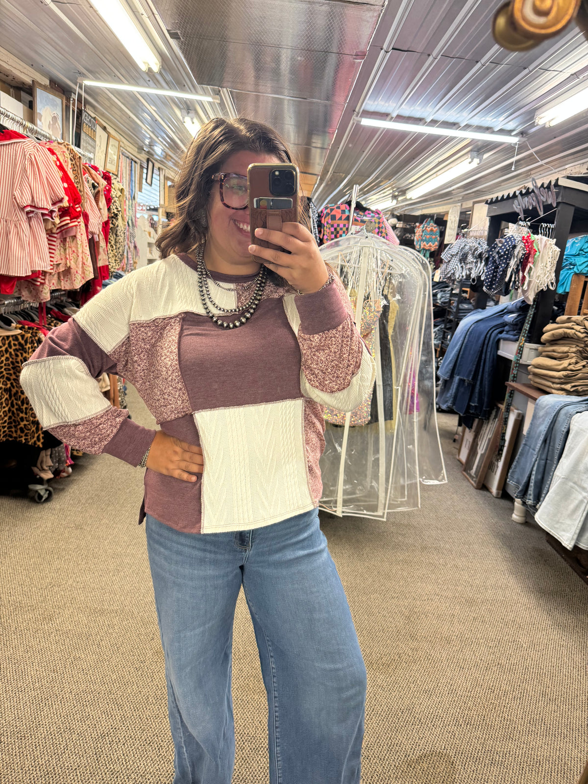 Burgundy Patchwork Top
