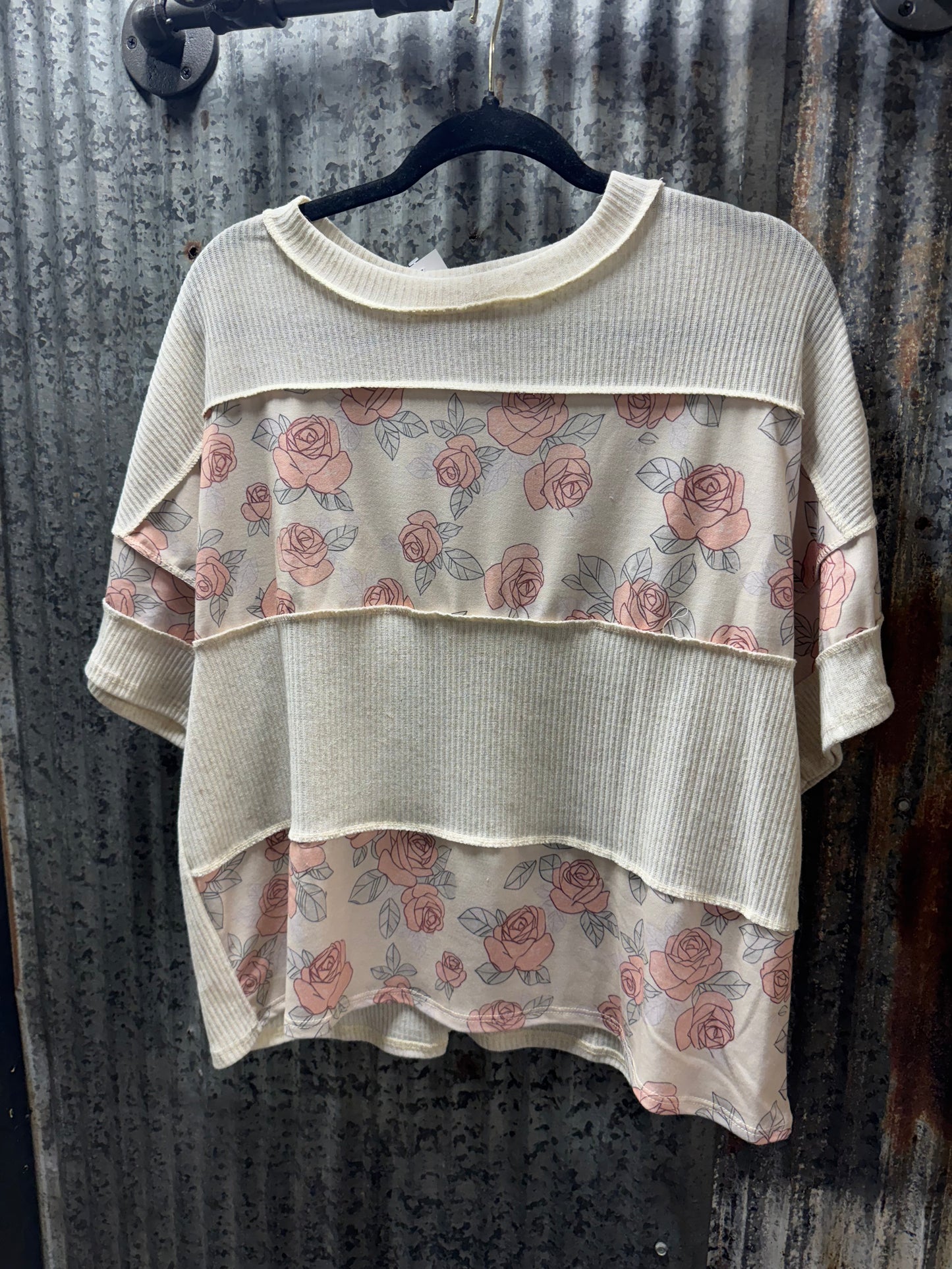 Rose Colorblock Top