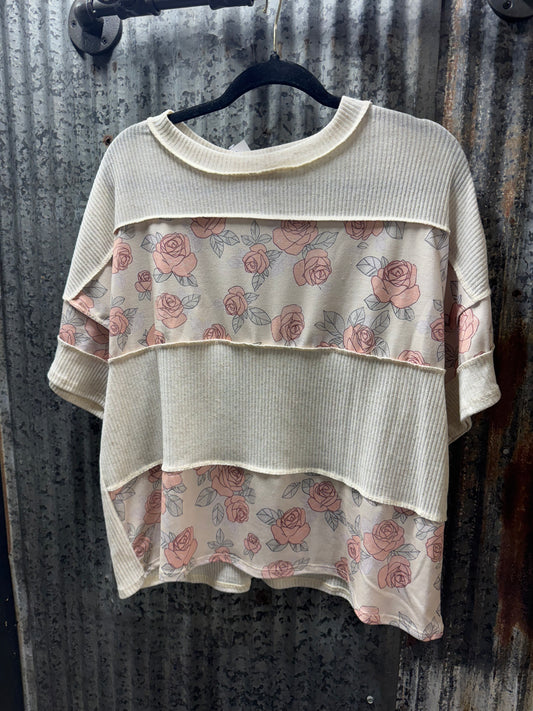 Rose Colorblock Top