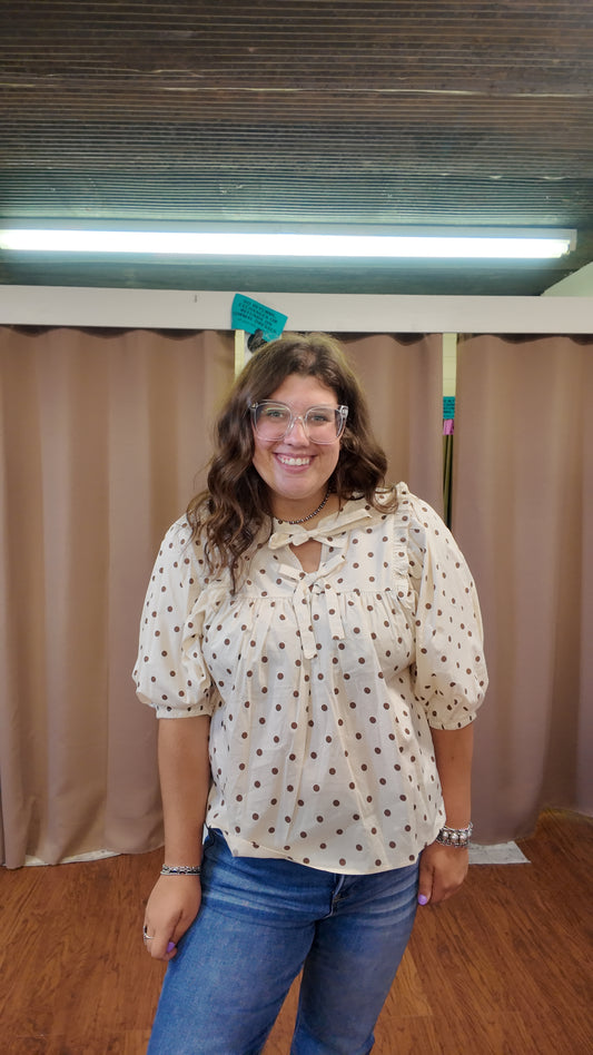 Brown Polka Dot Top
