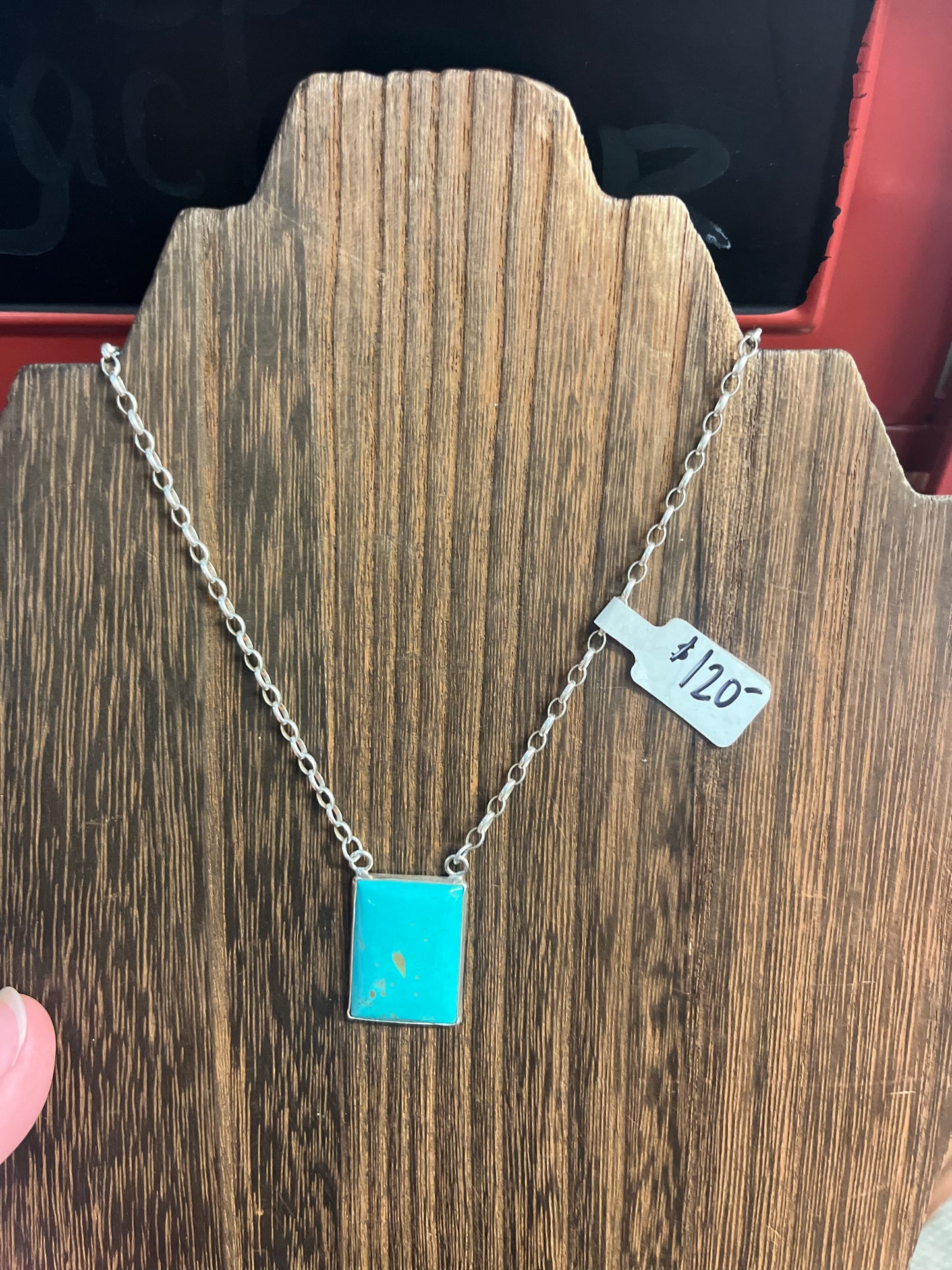 Turquoise Rectangle Pendant Necklace