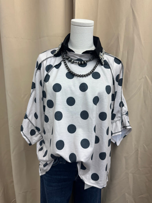 Ivory Oversized Polka Dot Top