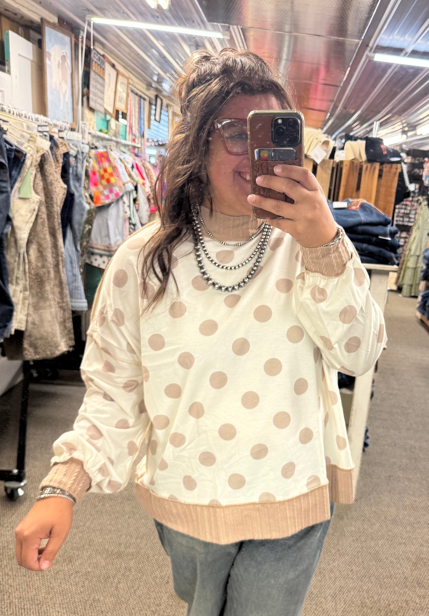 Ivory Polka Dot LS