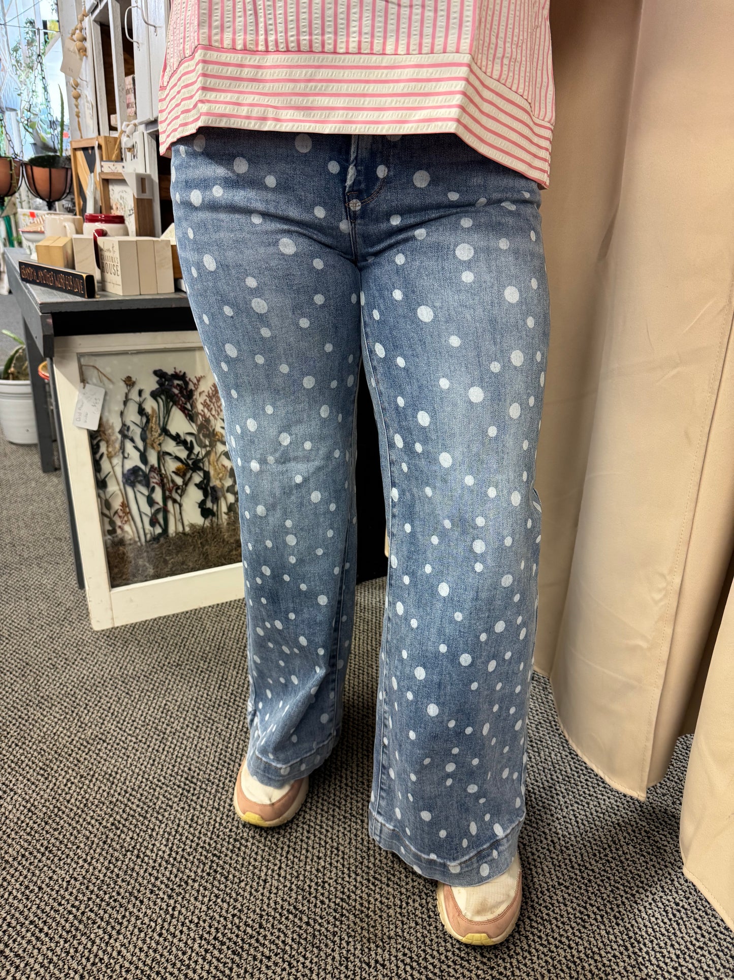 Polka Dot Wide Leg Jeans