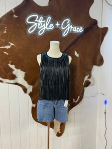 Black Fringe Tank