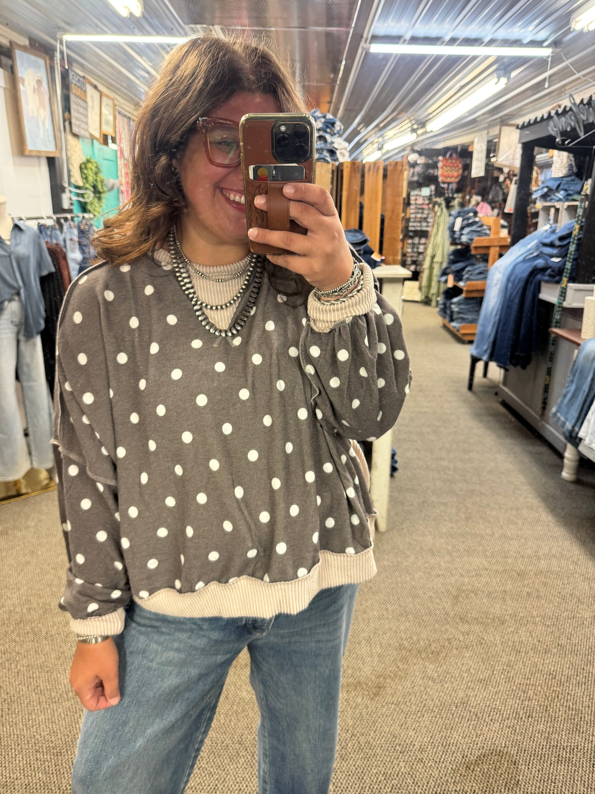 Polka Dot LS Top