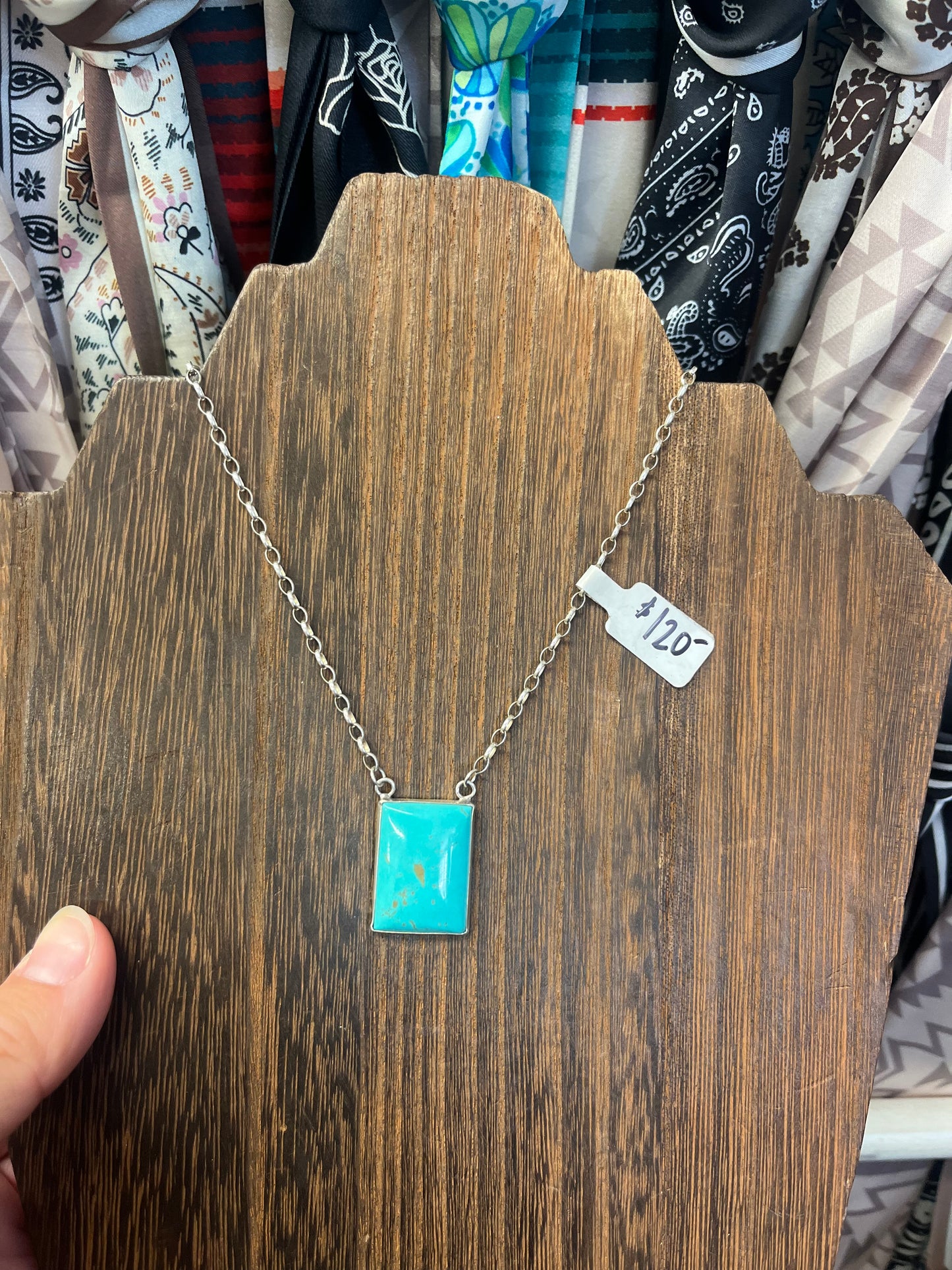 Turquoise Rectangle Pendant Necklace
