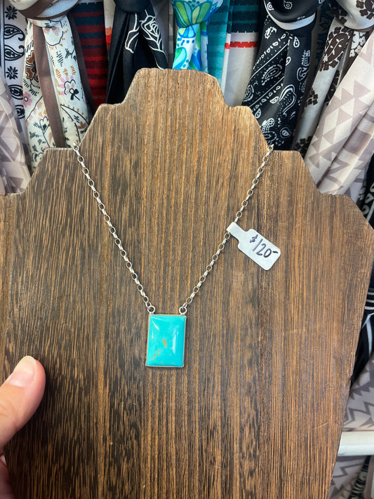 Turquoise Rectangle Pendant Necklace
