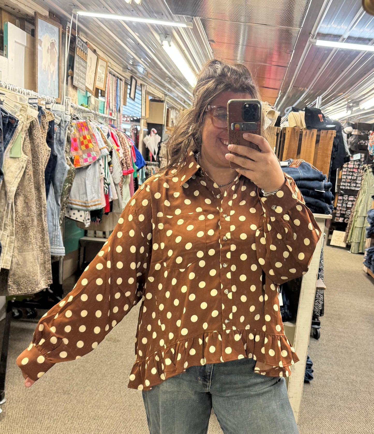 Polka Dot Peplum Top