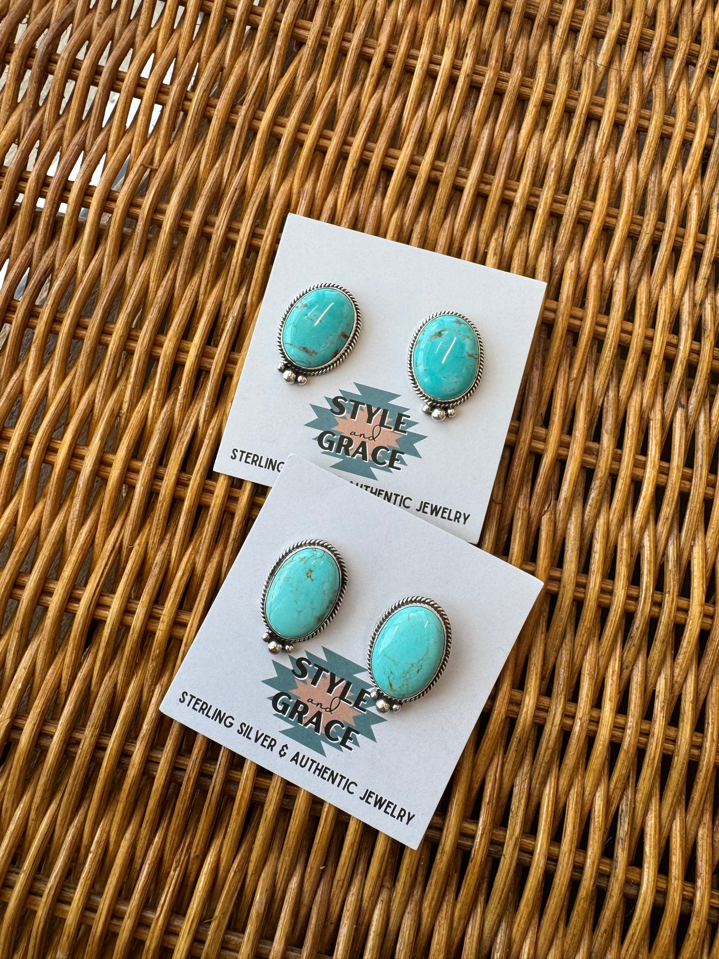 Oval Turquoise Earrings