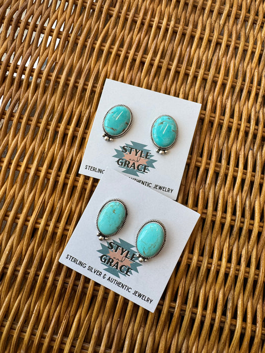 Oval Turquoise Earrings