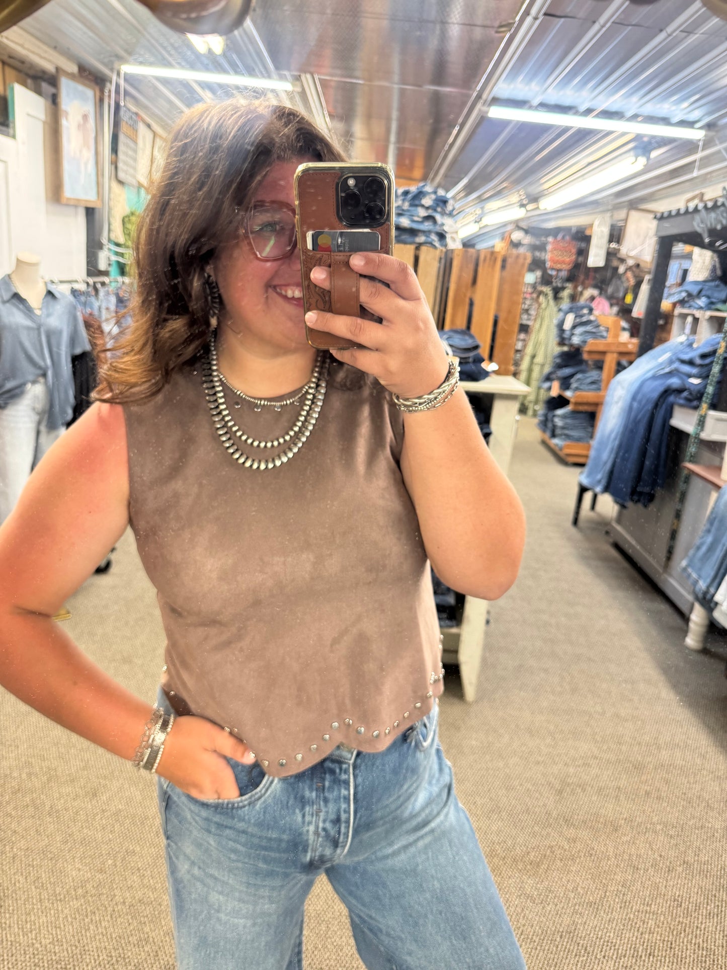 Mocha Suede Top