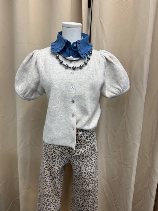 Cream Puff Sleeve Sweater Top