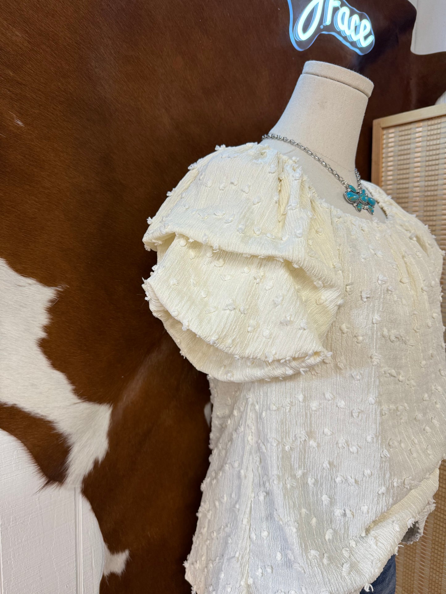 Cream Puff Sleeve Top