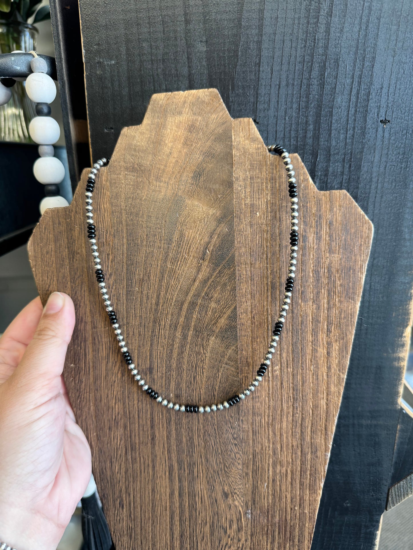 Mixed Rondell + Pearl Necklace- 18 inches